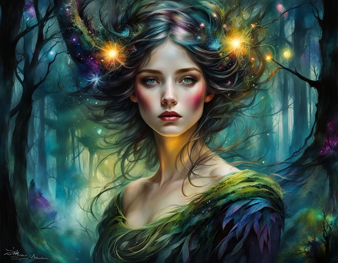Dryad in the forest