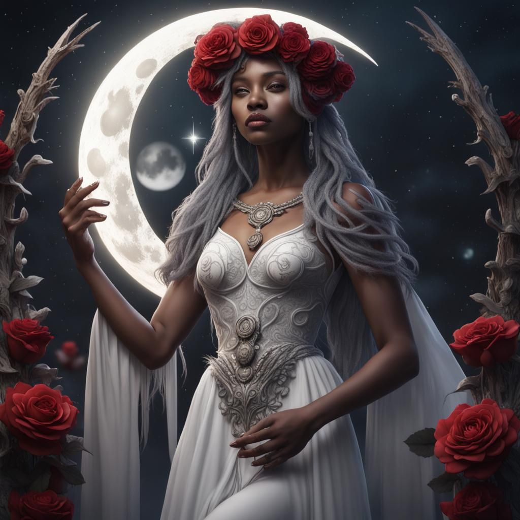 Goddess with Moon and Star: Fantasy Concept Art
