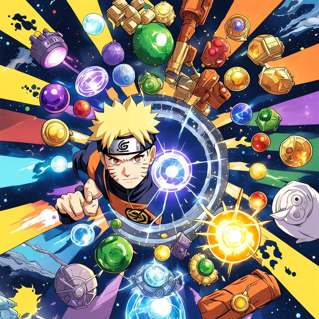 Naruto with Infinity Stones in Anime Style