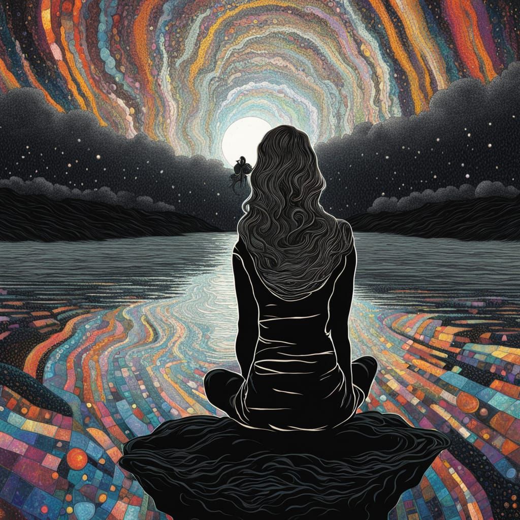 Spooky Girl by Water in Sci-Fi Fantasy Style