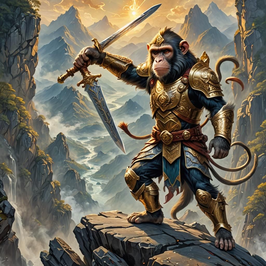 Monkey Warrior in Ornate Armor: Fantasy Concept Art