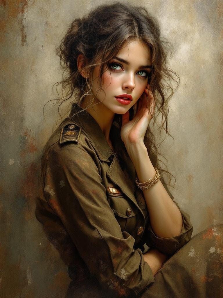 Captivating Russian Army Captain in Art Nouveau Style