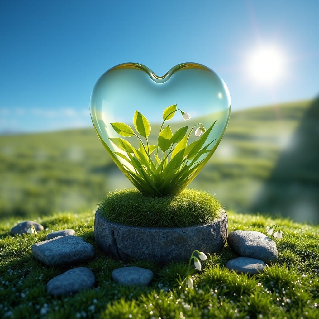 Springtime Fantasy Heart in Enchanted Meadow