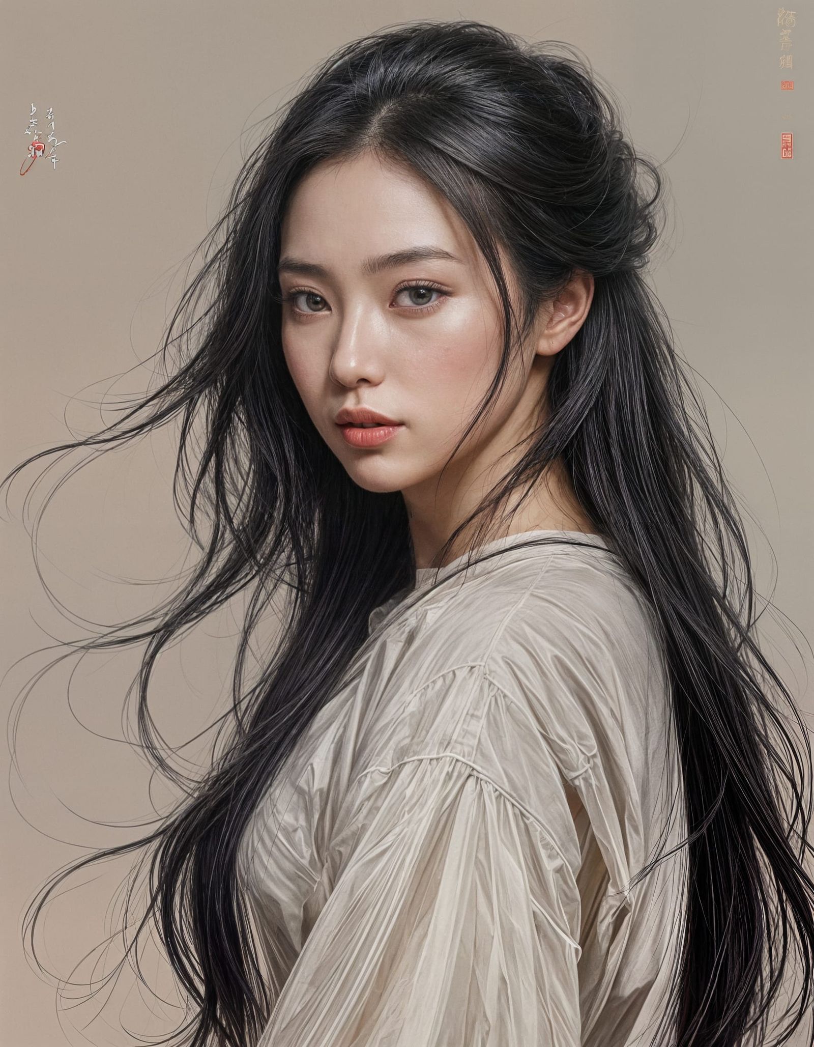 Beautiful Chinese Woman Portrait in WLOP Style
