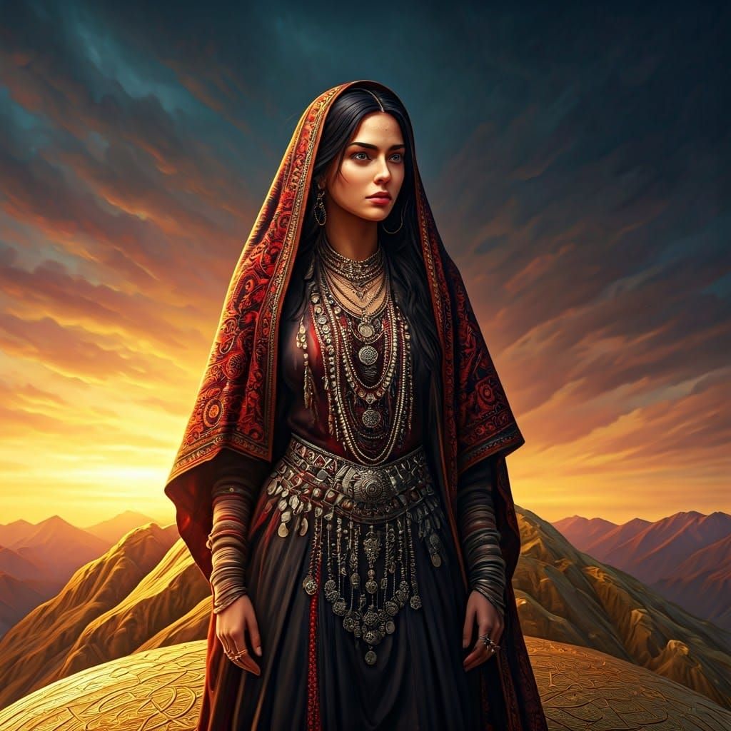 Regal Nuristani Woman Reigns Over Golden Fortress Amidst Afg...