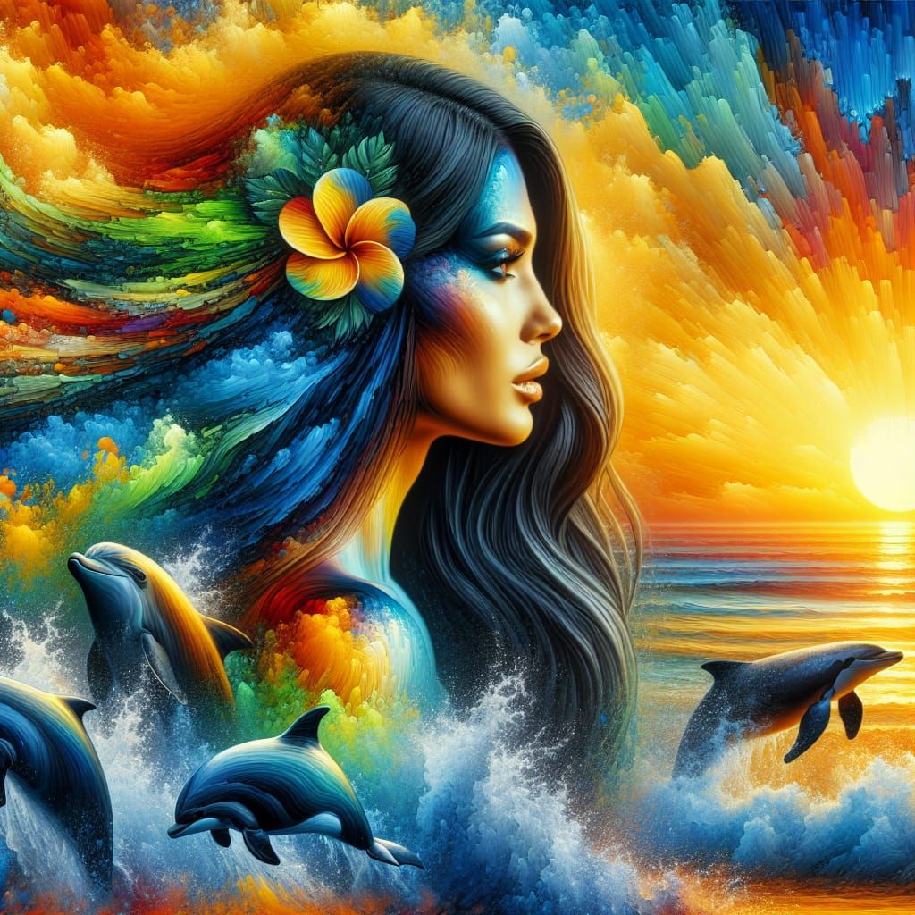 Women in harmony with Nature – Hawaiian Woman – 1:1 Format 0...