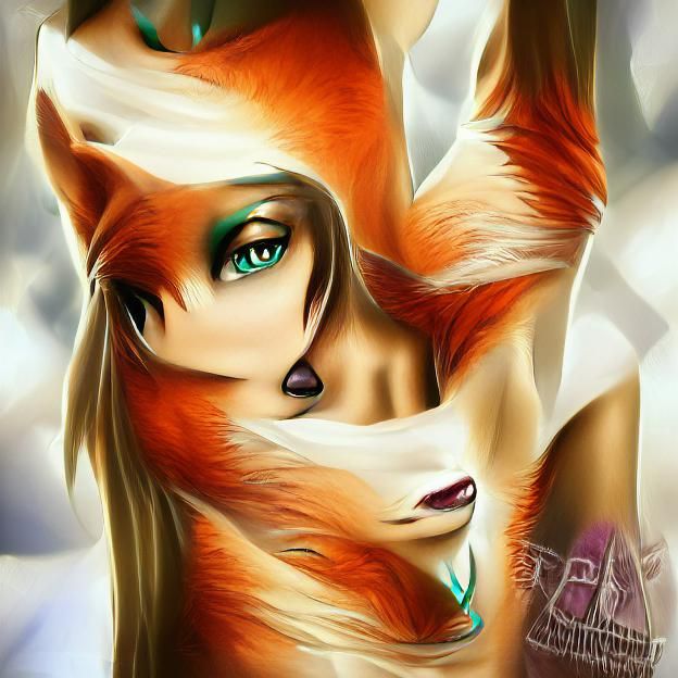 Beautiful Female Anthro Fox Digital Illustration