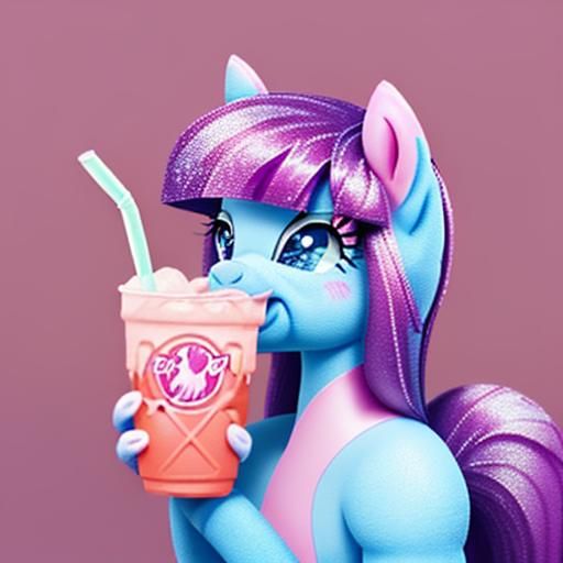 my little pony drinking a cherry icee