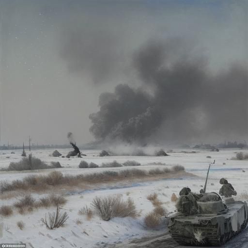 Tanks in Snow and Smoke: Expressionist Style