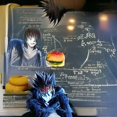 Ryuk Contemplates Quantum Mechanics with Cheeseburger