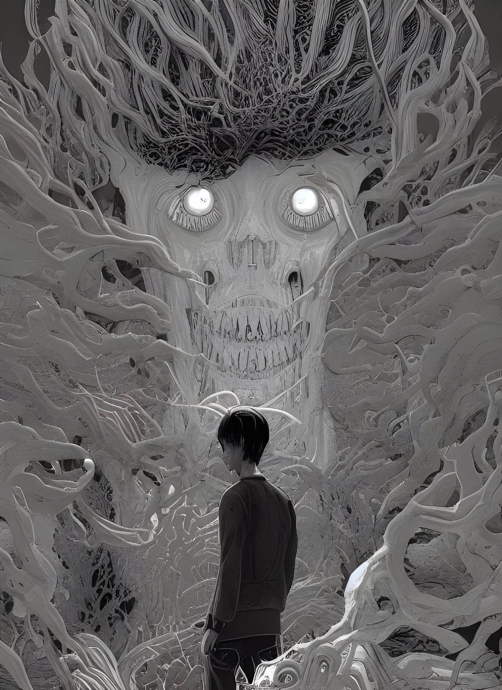 Intricate Horror Schizophrenia Digital Illustration