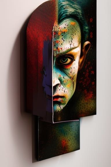 Batman and Cara Delevingne Biopunk Portrait