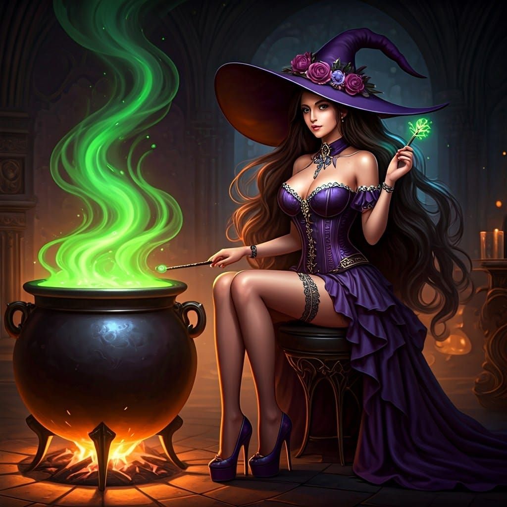 Bewitching Brunette: A Fantasy Art Nouveau Portrait