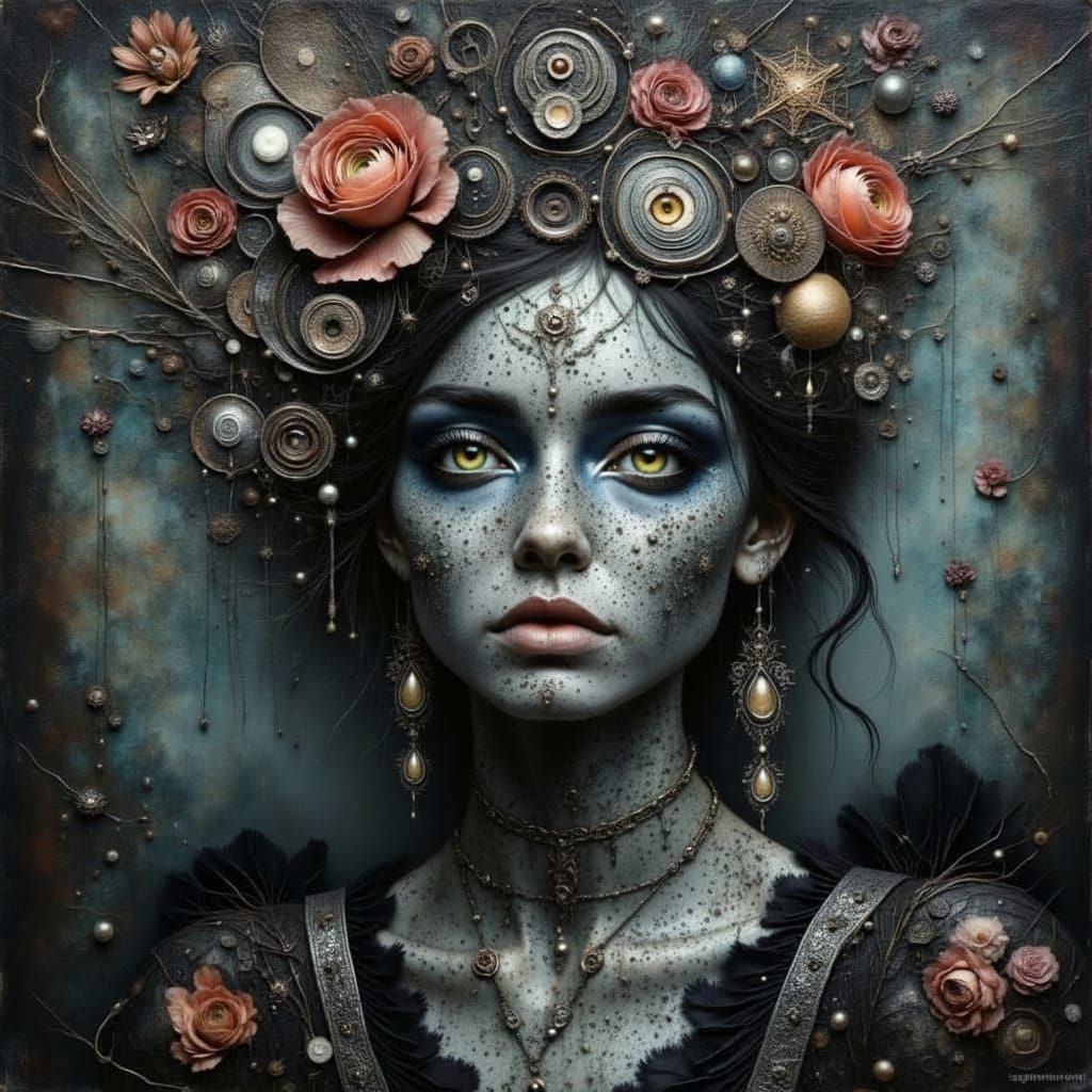 Gothic Fairy Renaissance Portrait with Silver Glow