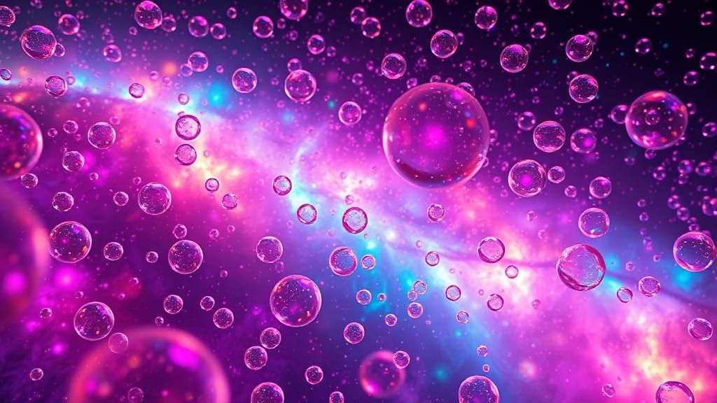 Neon Bubble Nebulae in Vibrant Hyperrealism