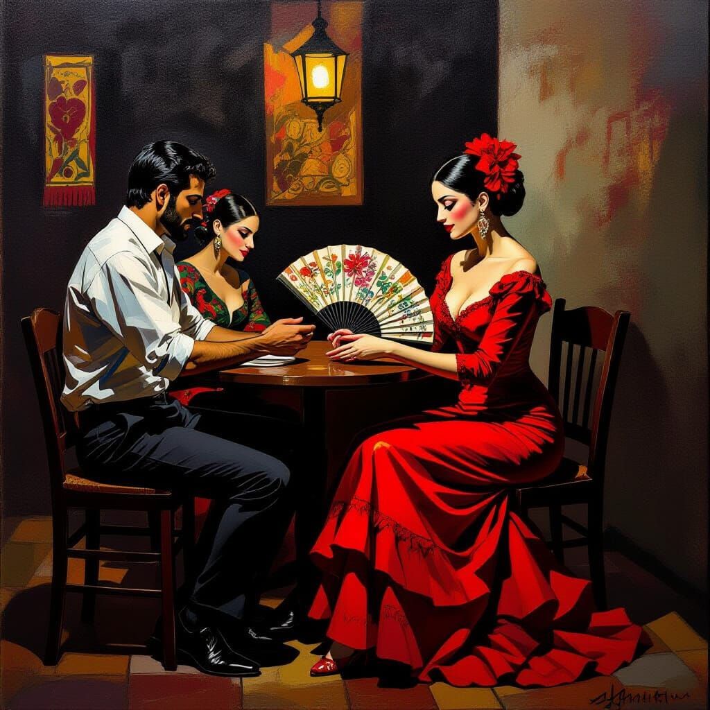 Flamenco Lesson in Cubist Surrealist Style