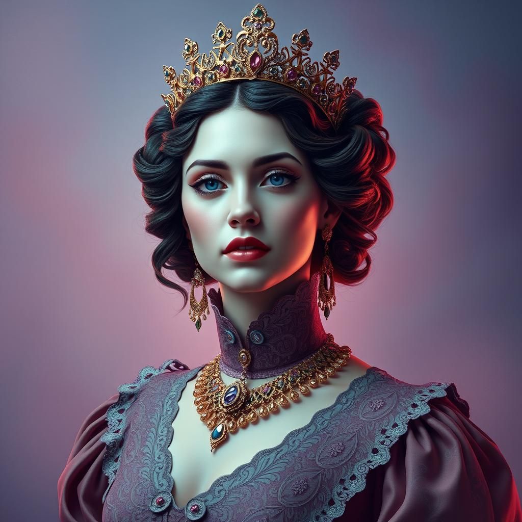 Victorian Woman in Mauve Attire, Digital Art