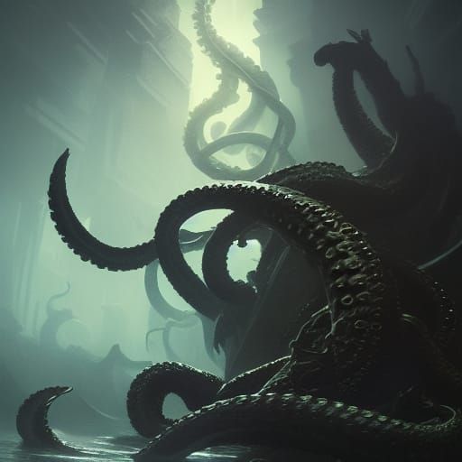 Epic Kraken in Dark Fantasy Style
