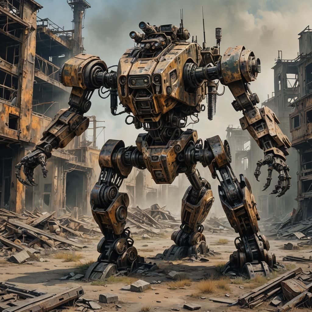 Post-Apocalyptic Centaur Combat Robot Patrol