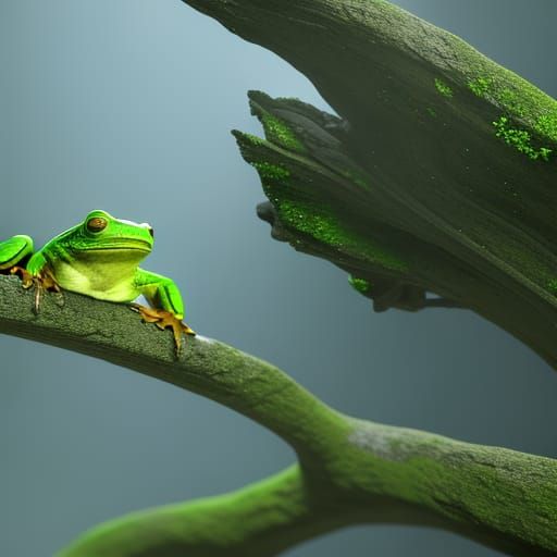 Detailed Green Tree Frog Fantasy Concept Art