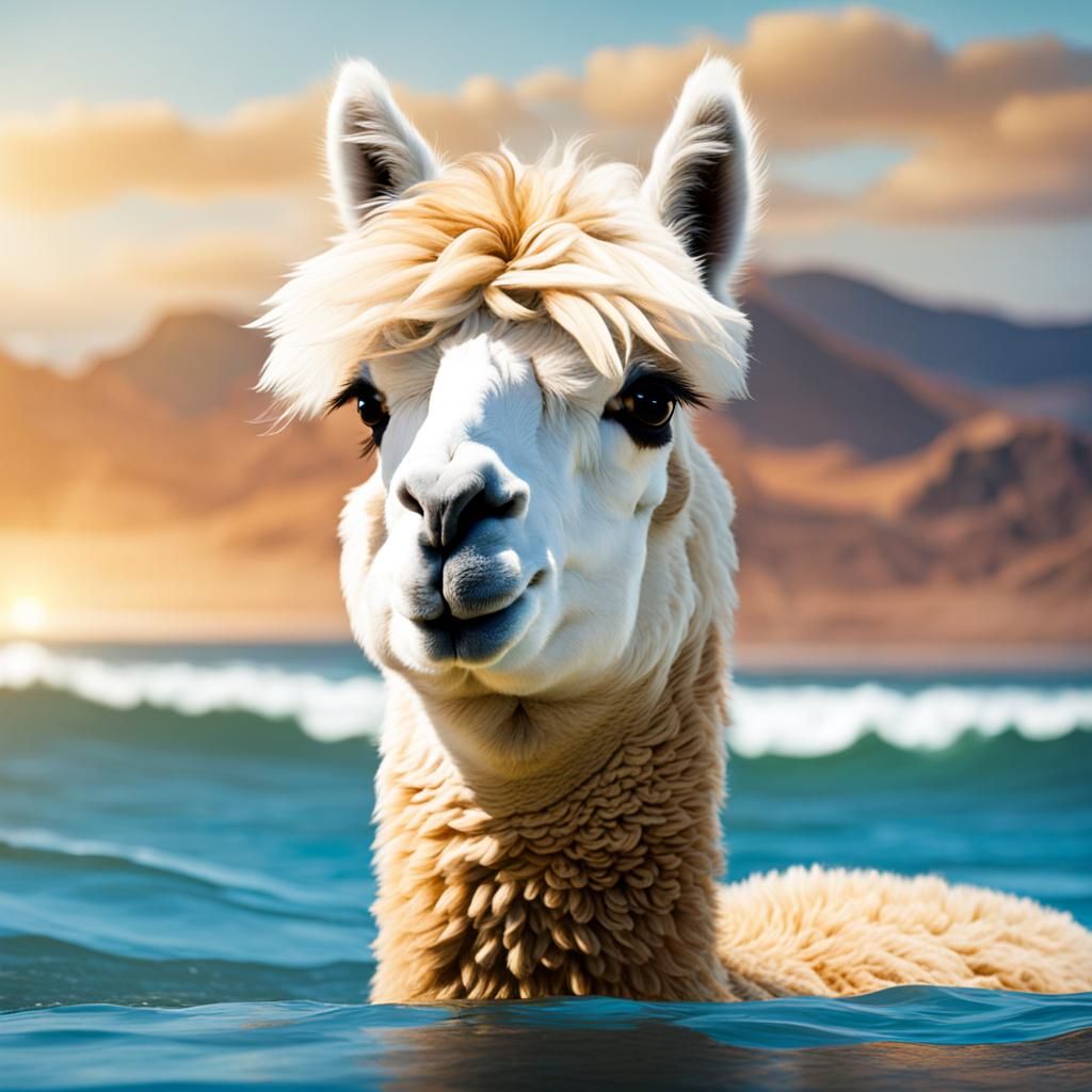 Animated Alpaca Profile in Ocean Scene