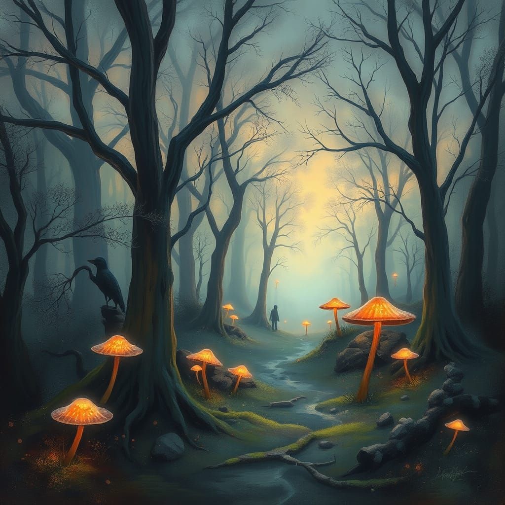 Whimsical Forest Dreamscape in Vibrant Colors