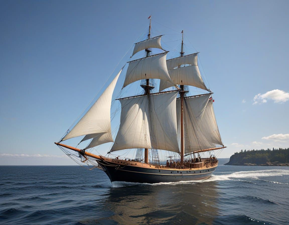 The Bluenose Schooner: Hyper-Realistic Photographic Image
