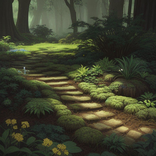 Surreal Hyperrealistic Art of Lush Greenery Emerging from th...