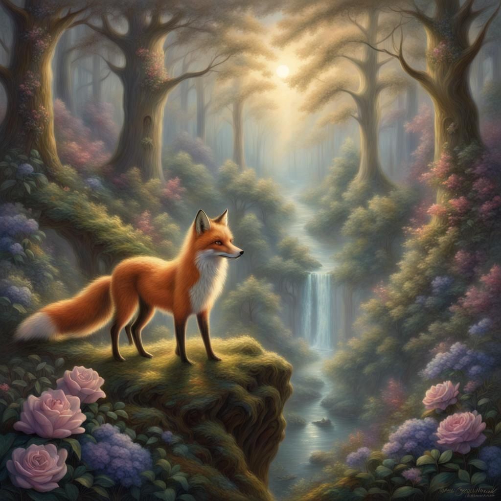 Enchanted Woman in Magic Forest by Moonlight