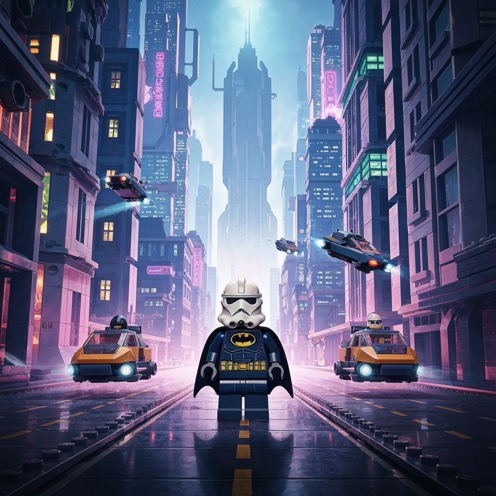 Lego Batman Clone Trooper in Futuristic Cityscape