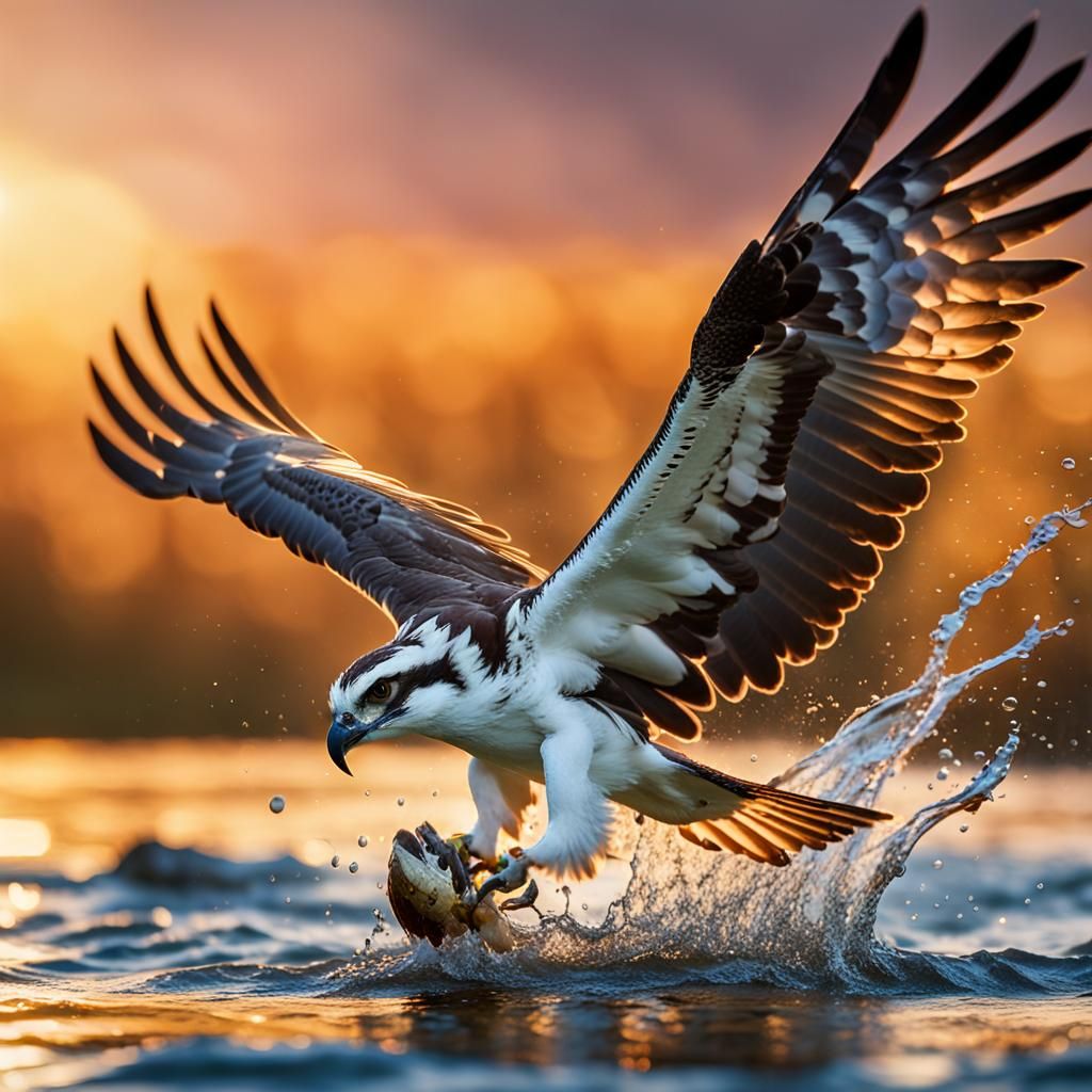 Osprey Catching Fish: Hyperrealistic Macro Photography