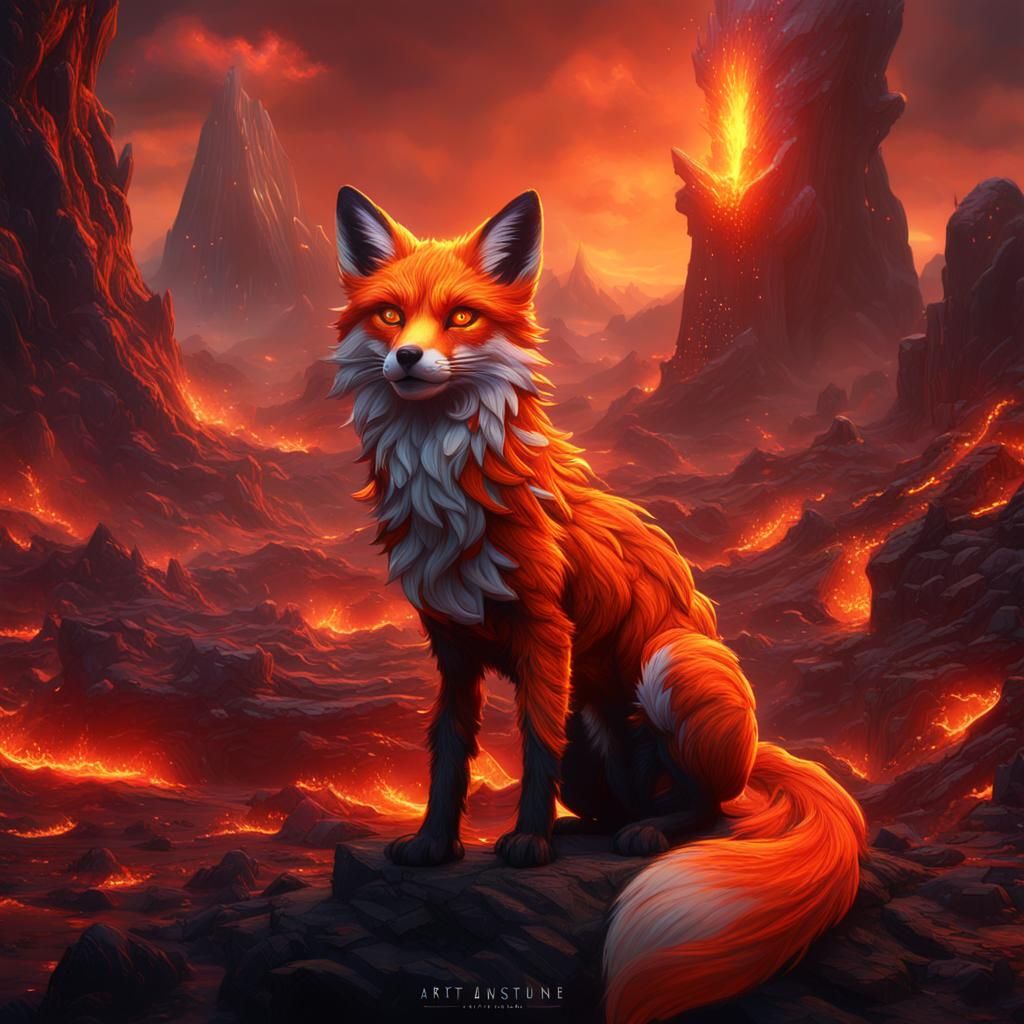 Lava Fox Detailed Matte Painting