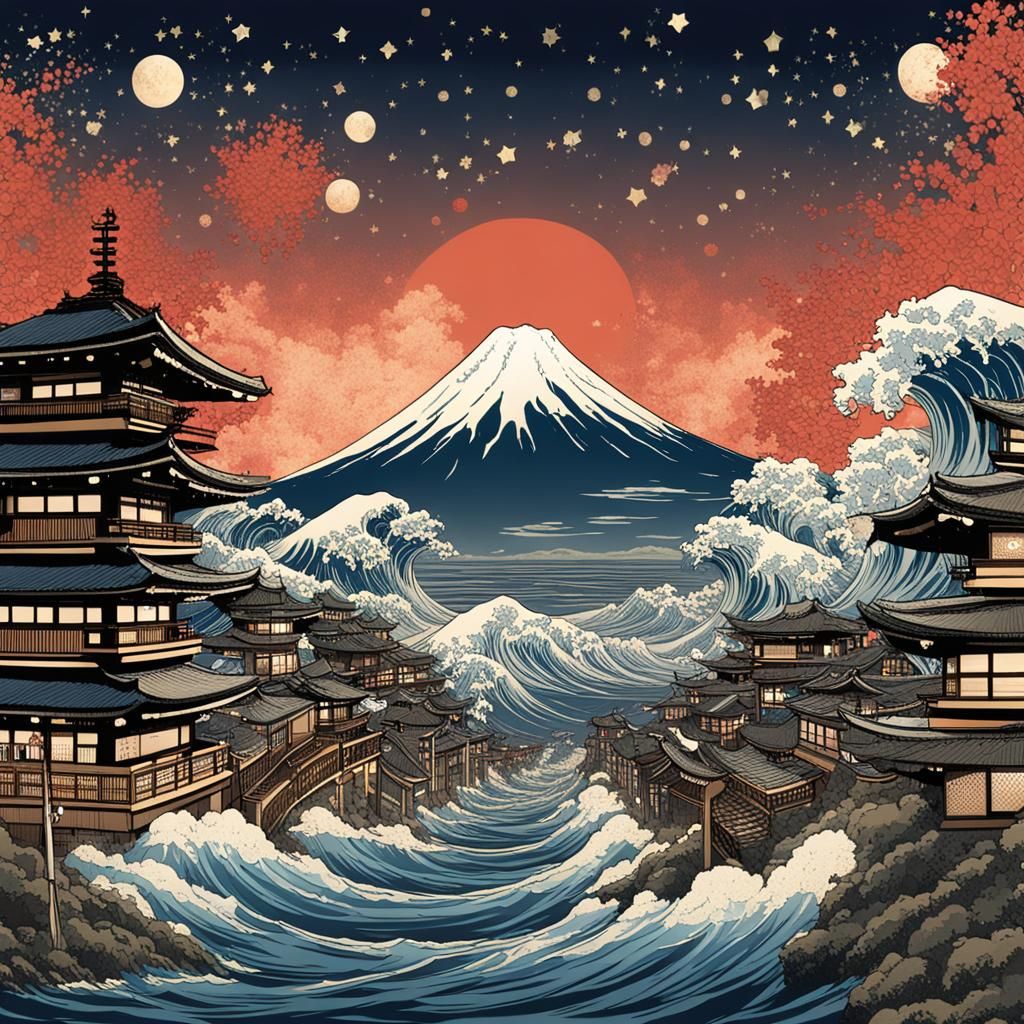 Stellar Tsunami Crashing into Japanese City