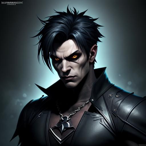 Pixelated Gothic Batboy Video Game Character