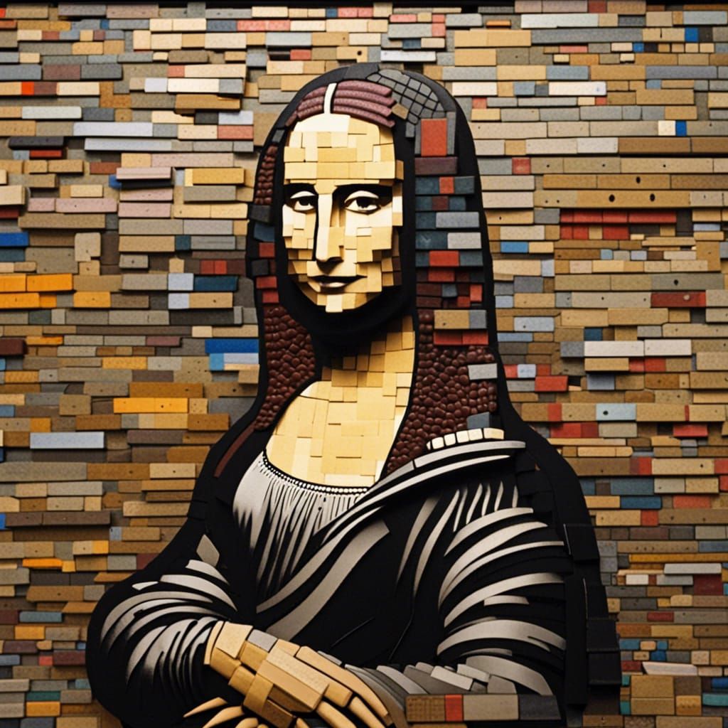Mona Lisa Sculpture Made of Recycled Materials