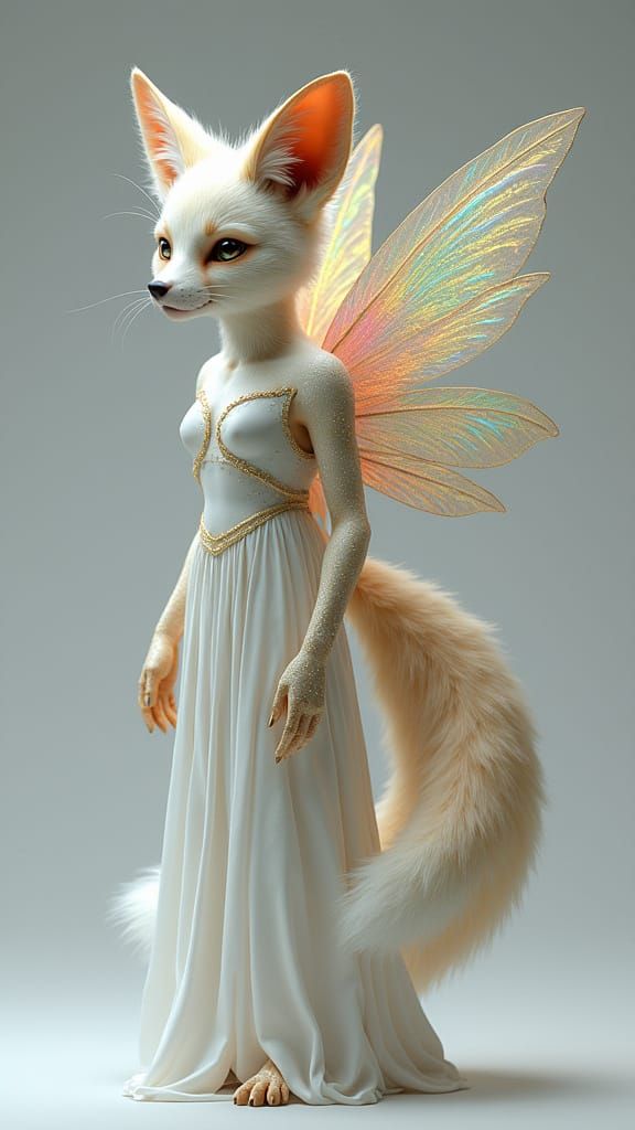 Hyperrealistic Fox Fairy with Glitter and Gold Details