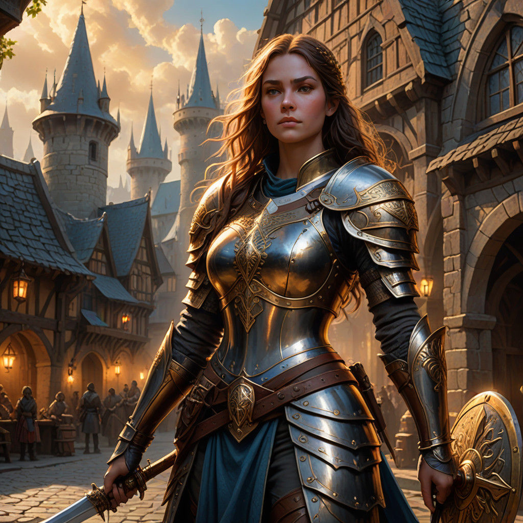 Human Soldier Empowered by Fantasy Magic in a Medieval Marke...