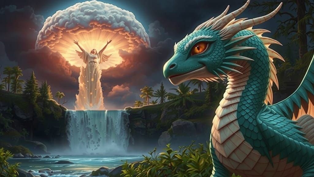 Peaceful Waterfall Scene in Serene Landscape