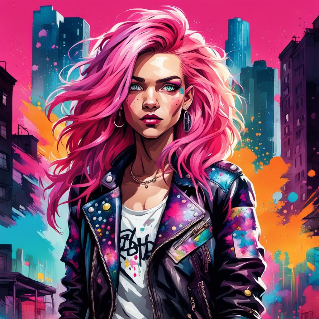 Gwen in Graffiti City: A Vibrant Urban Portrait