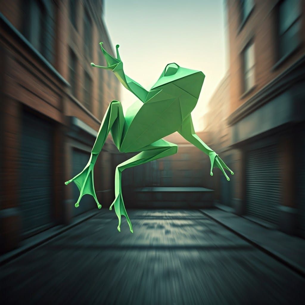 Origami Frog Leaping Over Hip Hop Stage