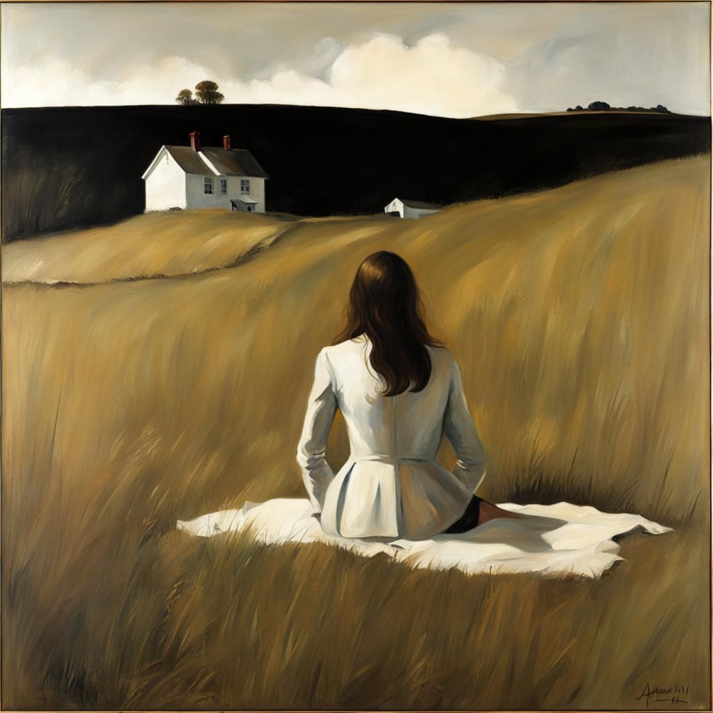 Man in Field: An Oil Painting After Wyeth