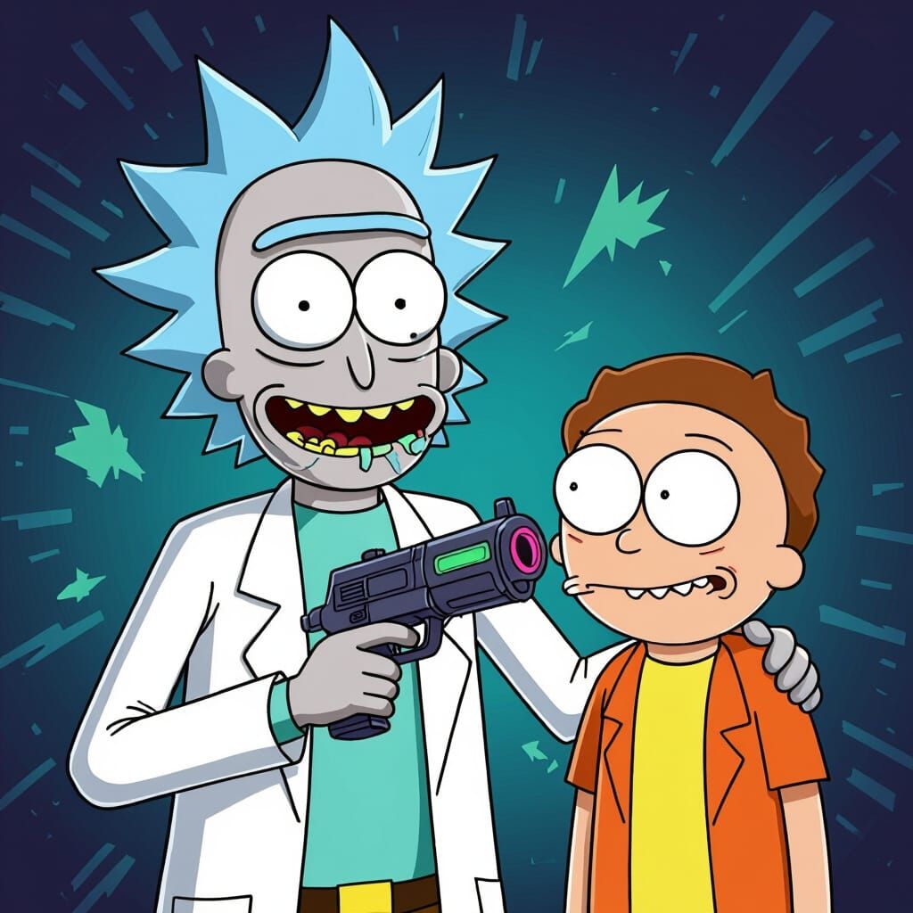 Rick Sanchez Smiles with Beavis and Butt-Head