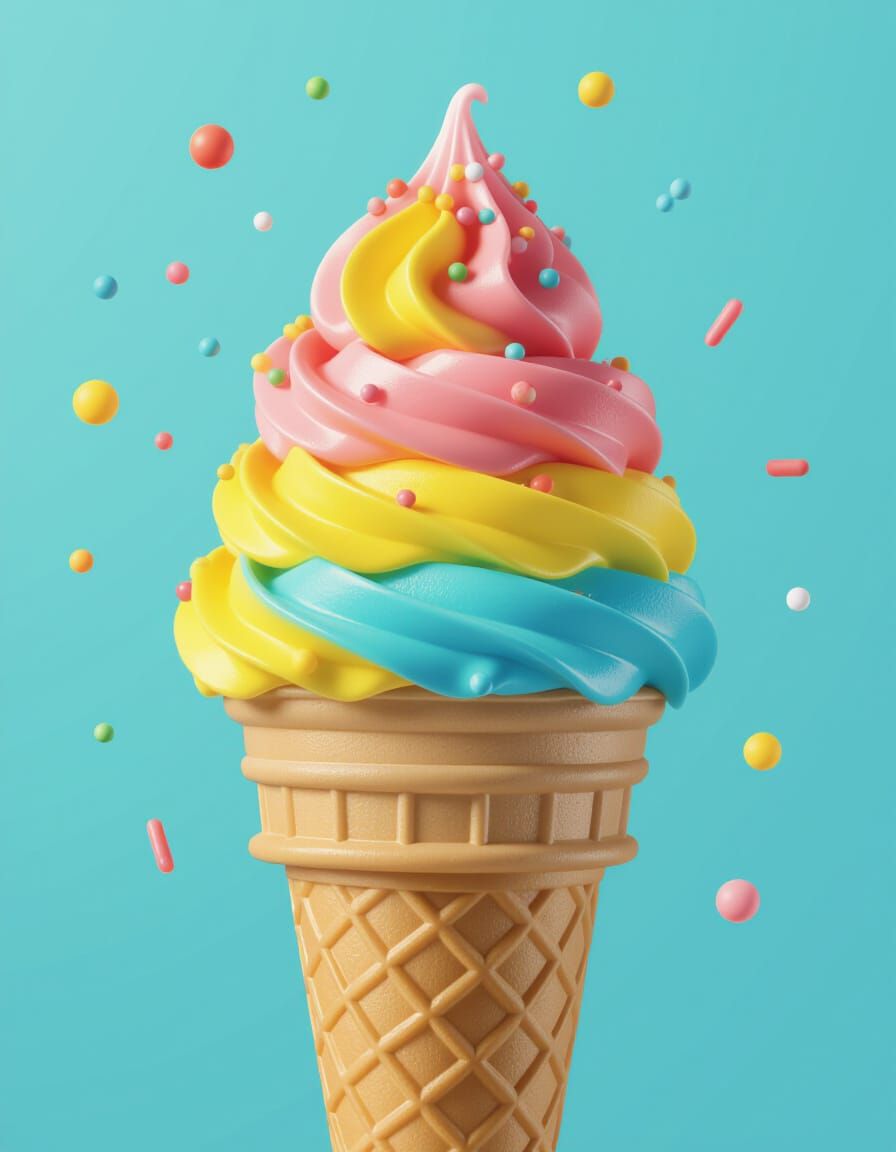 Bright Orange Ice Cream Cone with Sprinkles
