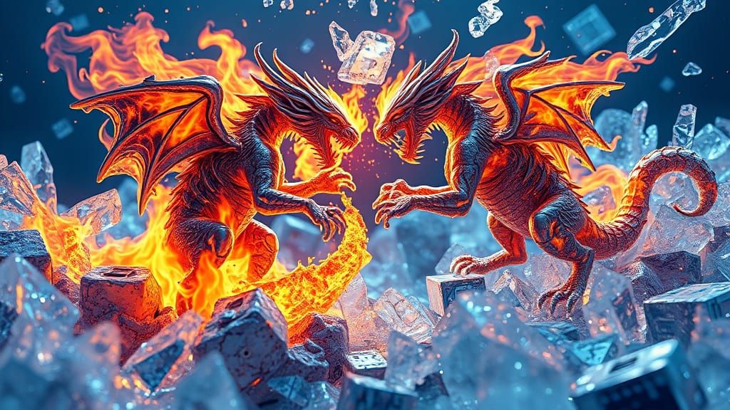 Fire and Ice Beasts Clash in Quantum Universe