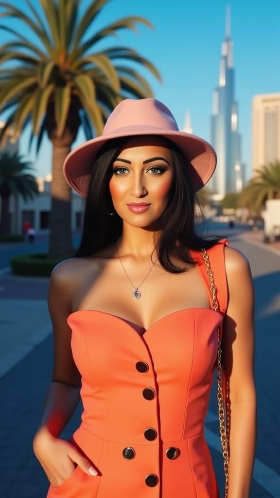 Stylish Woman Walks on Floating iPhone in Dubai
