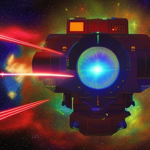 Giant Laser Cannon in Astral Cosmic Holographic Art