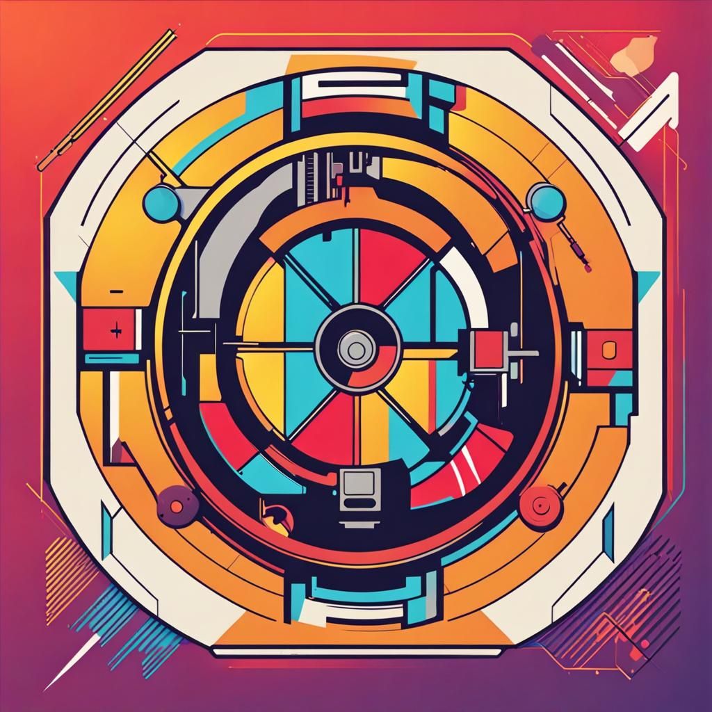 Engineering Team Logo with Electric Motor in Pop Art