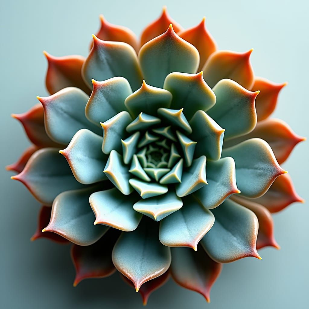 Succulents Cradling in Radial Spiral: Abstract Expressionist...