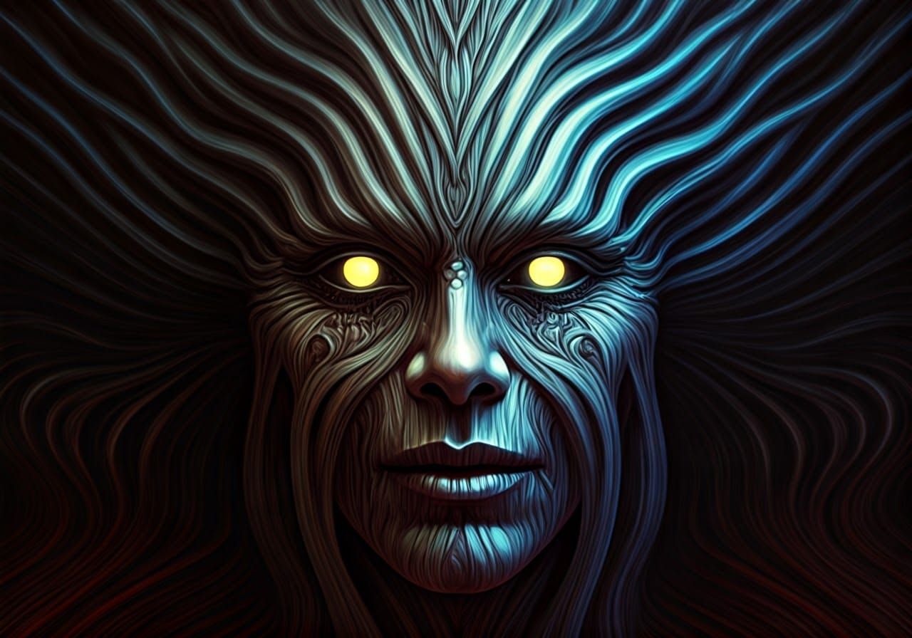 Impasto Cascade Hallucination, bad trip to your nightmare, luminous face