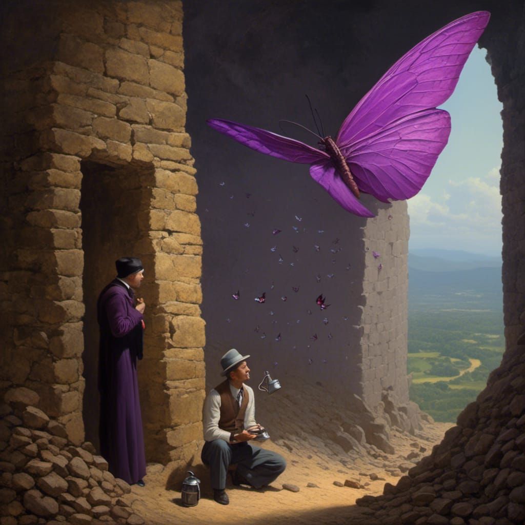 Giant Purple Moth Emerges, Tea Time